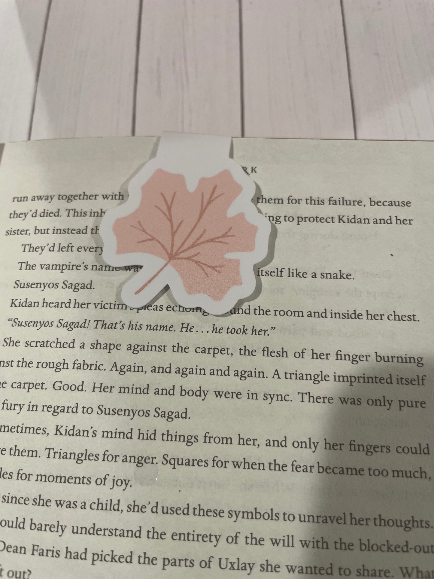Pink Leaf Magnetic Bookmark