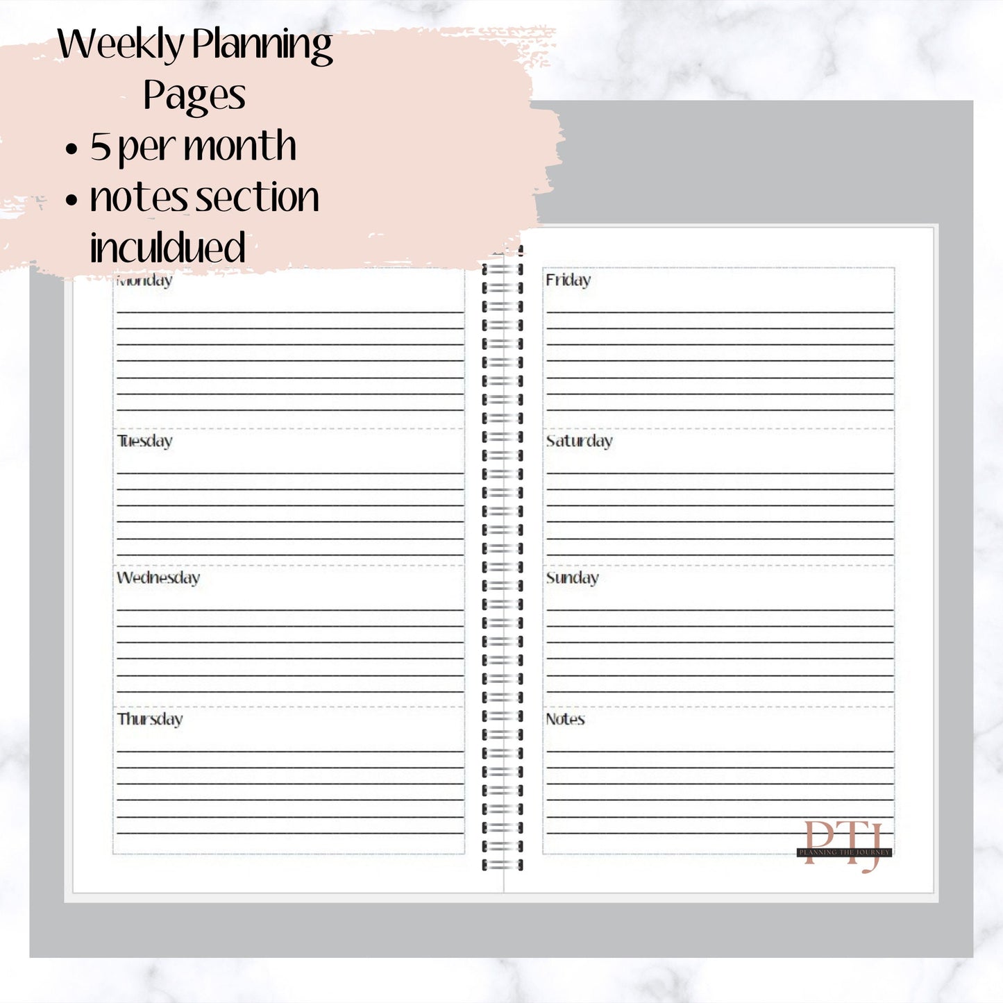 Pink High Bun 12 Month Undated Planner