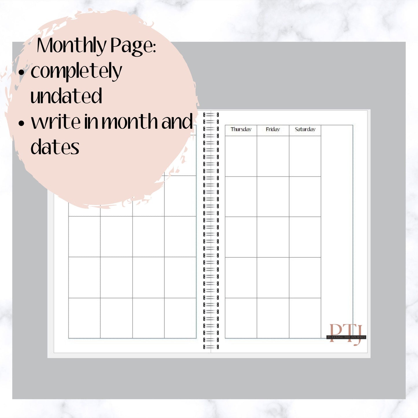 Teal High Bun 12 month undated planner