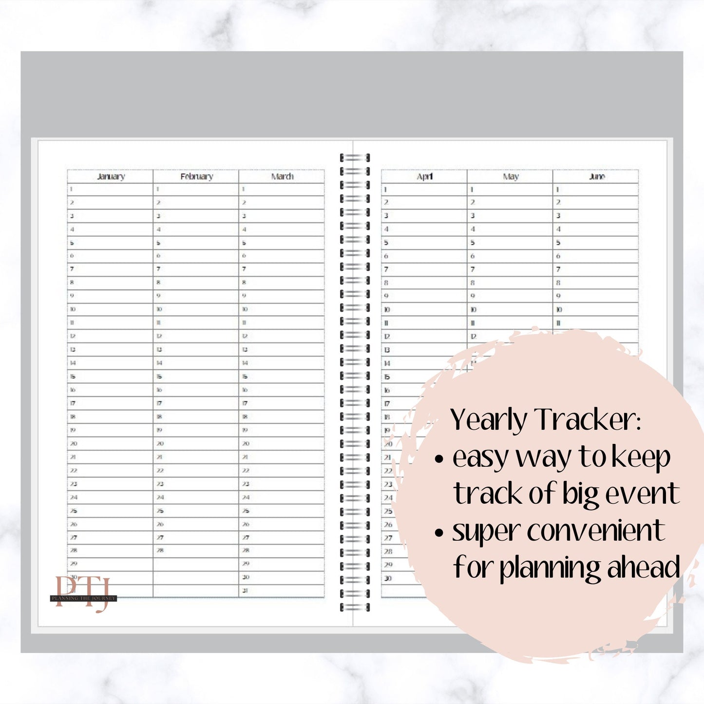 Teal High Bun 12 month undated planner