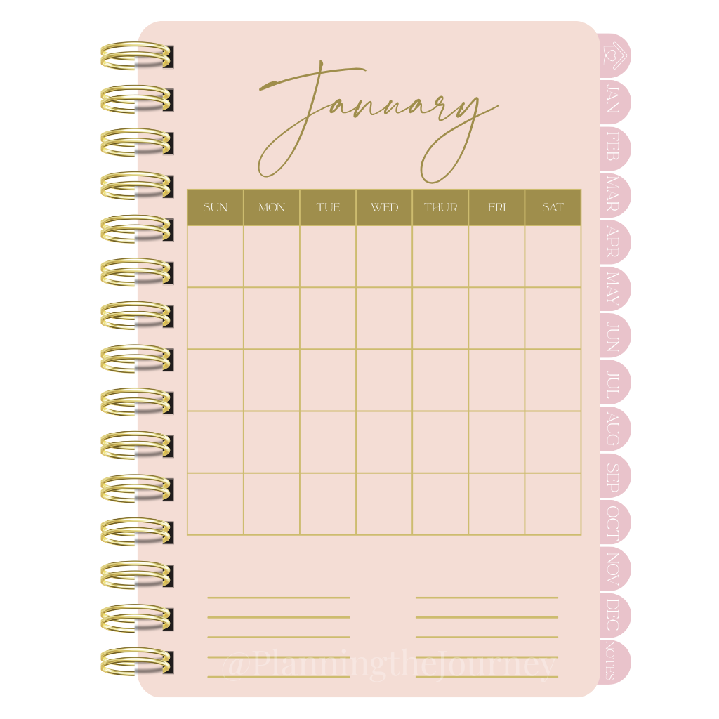 Rose Pink Girly Monthly Digital Calendar